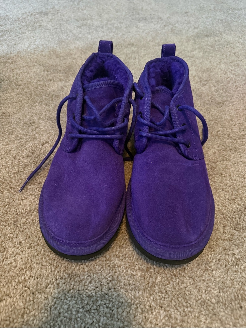 UGG Purple Suede Lace-Up Ankle Boots